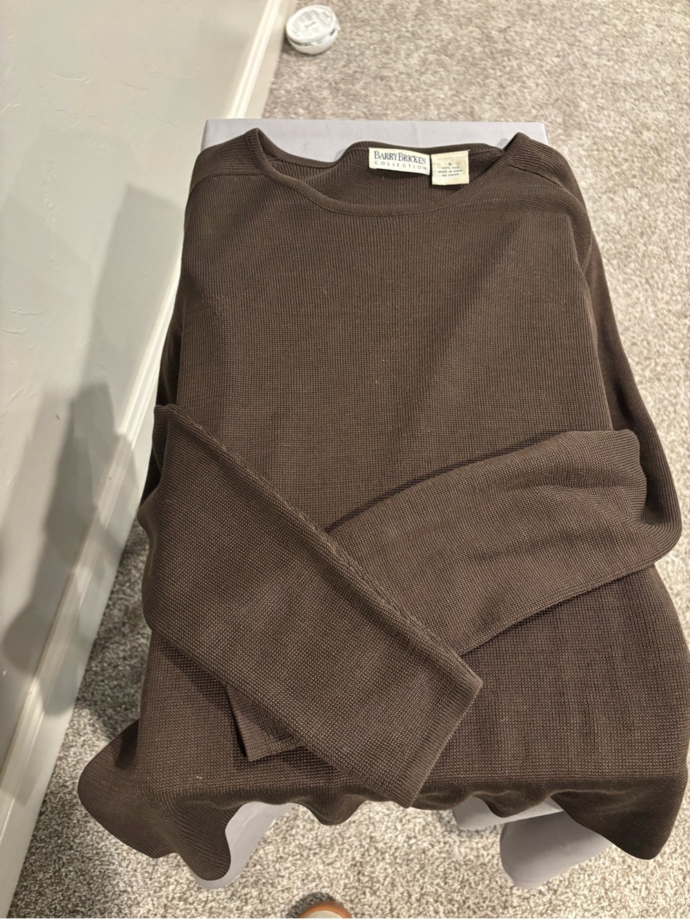 Barry Bricken Collection Women's Silk Crew Neck Sweater - Brown - Picture 3 of 3